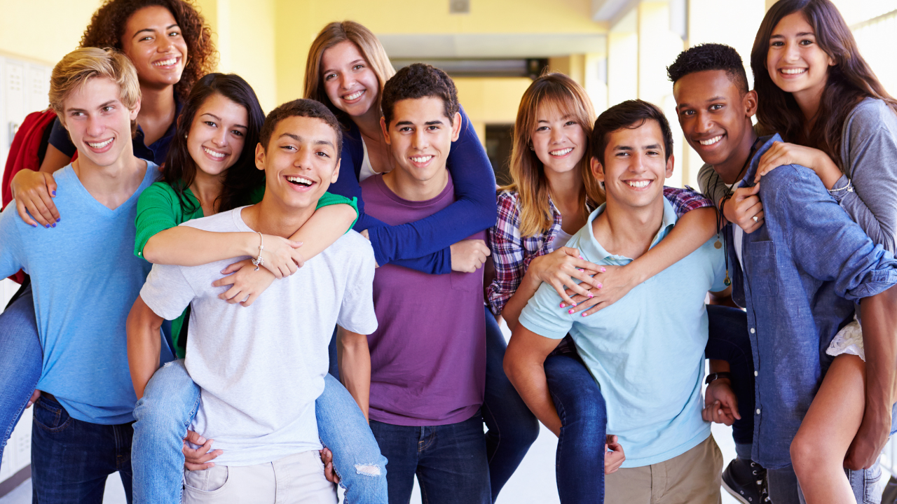 A diverse group of teenagers.