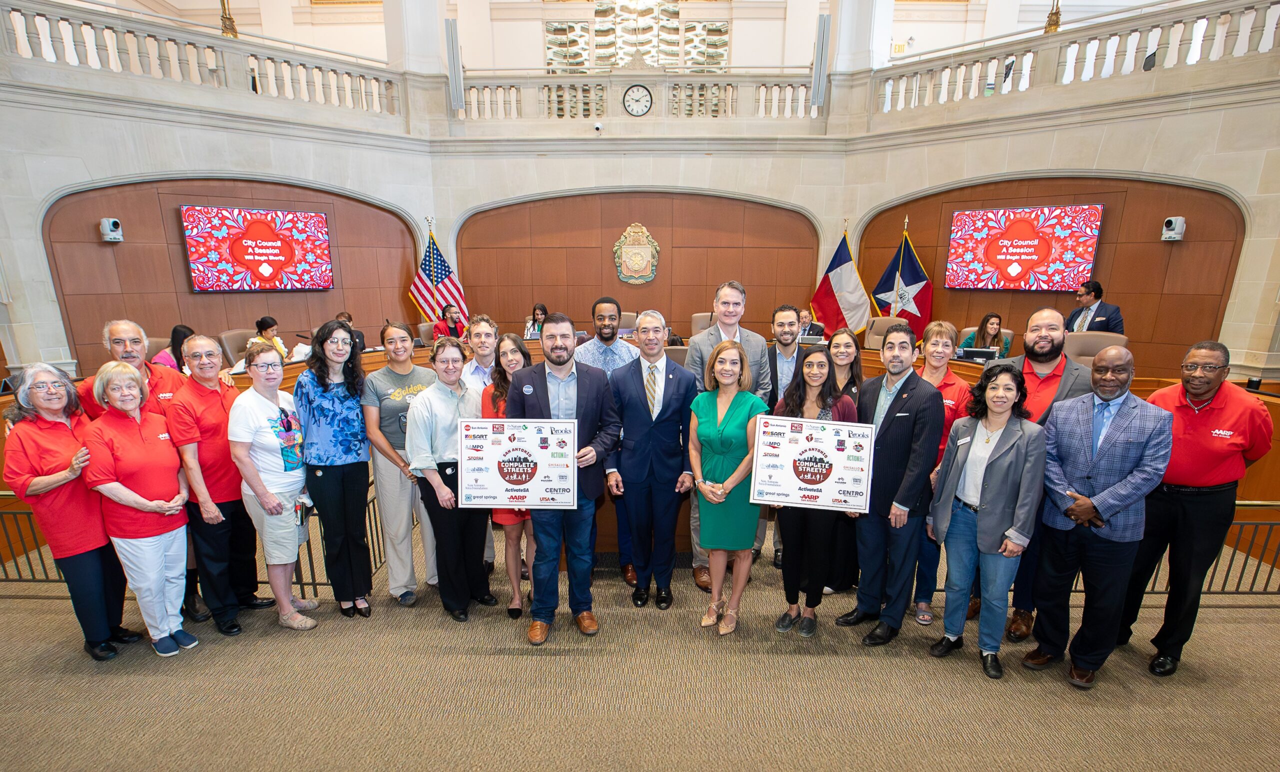 Members of the San Antonio Complete Streets Coalition with Mayor Ron Nirenberg