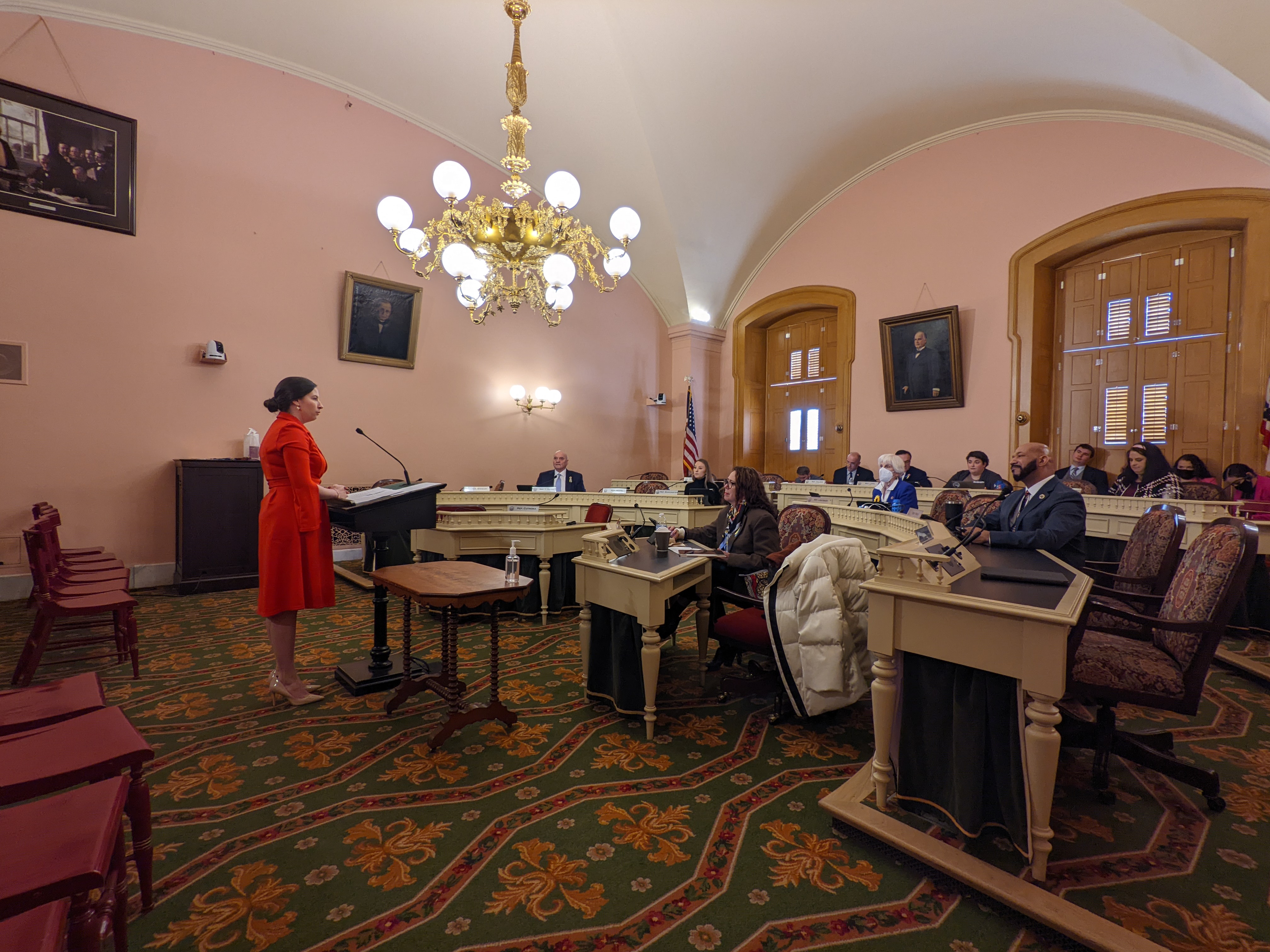 AHA volunteer and stroke survivor, Jeri Ward, testifies in the Ohio Statehouse on behalf of stroke registry legislation.