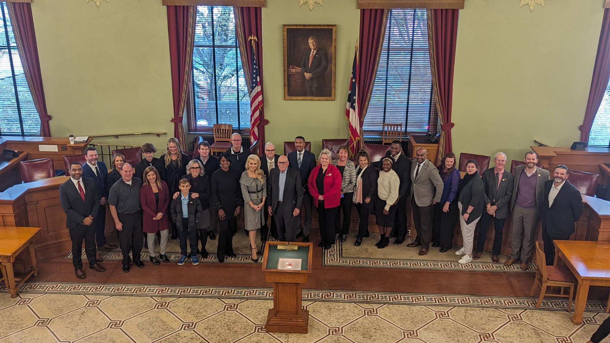 Supporters of HB 47, the AEDs in Schools Bill, after a long day of testimony at the Ohio Statehouse. 