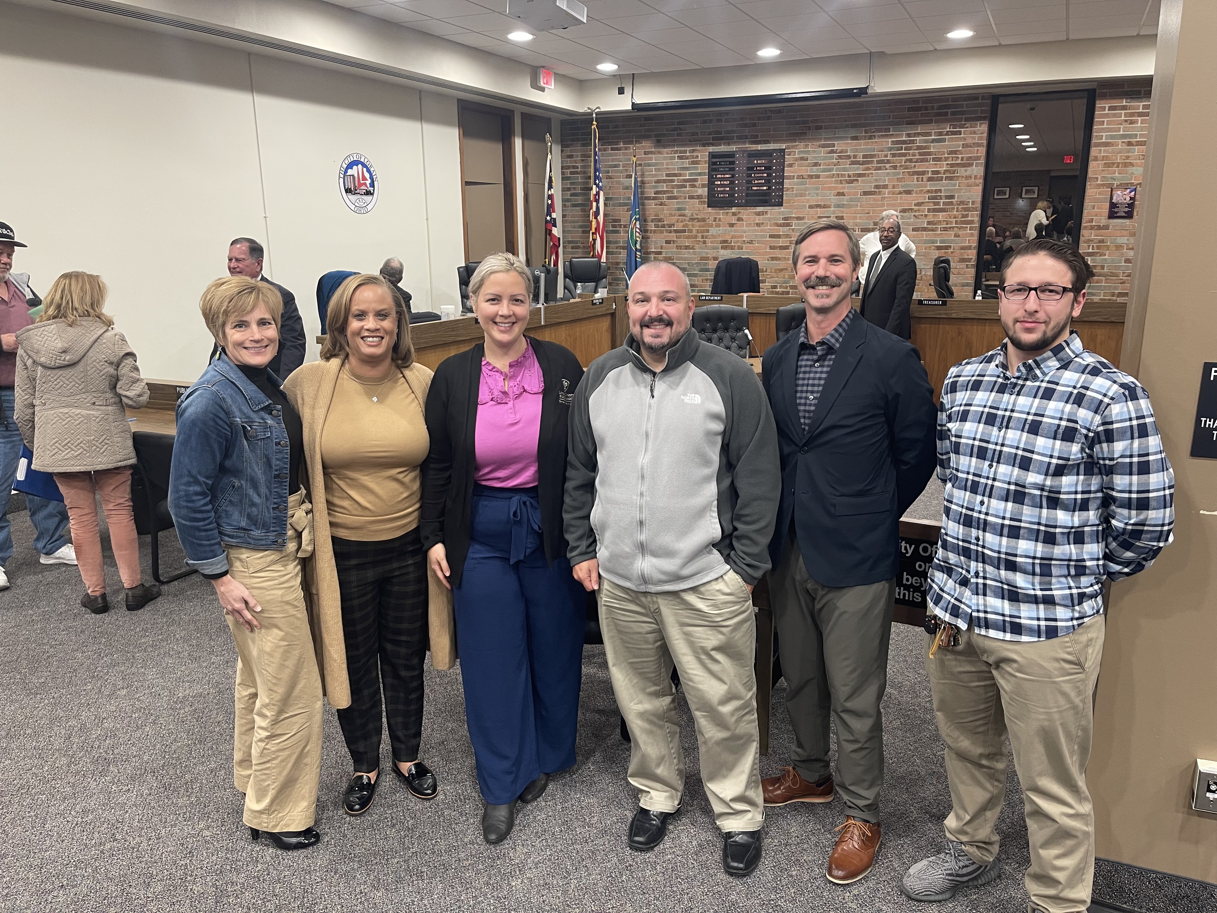 Public health advocates from AHA and PTAF along with Lorain City Councilor, Josh Thornsberry, and Lorain Public Health representative Kat Bray after the Lorain Council vote on TRL