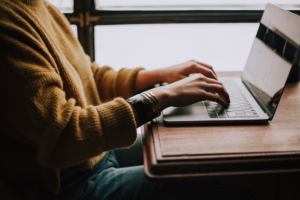 Writing a story on a computer